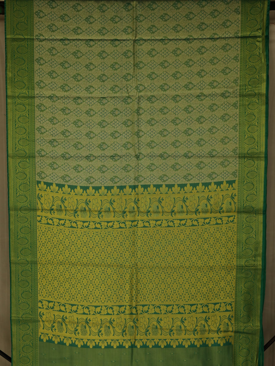 Olive Green Uppada Inspired Semi Silk Saree with Medium Medium Contrast Border