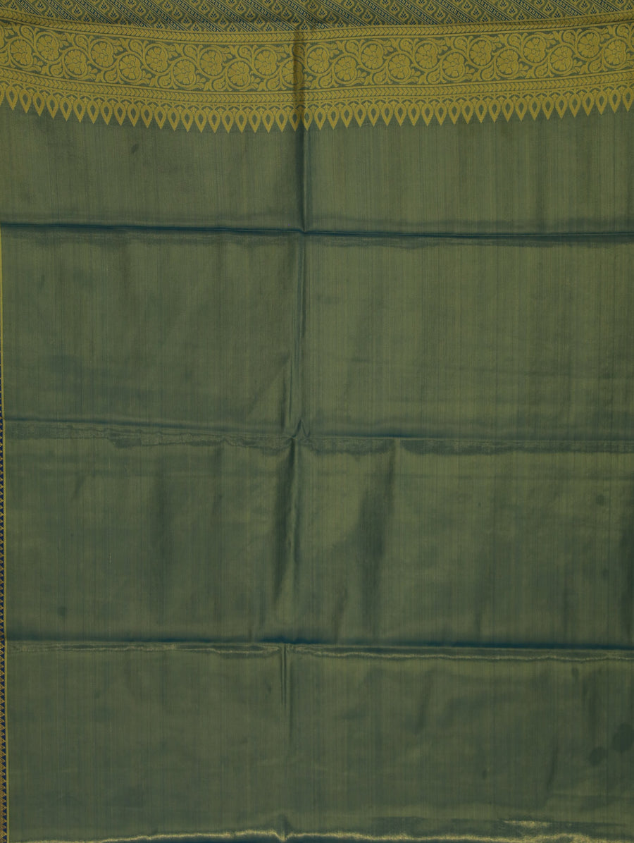 Sage Green Dharmavaram Inspired Semi Silk Saree with Medium Medium Contrast Border