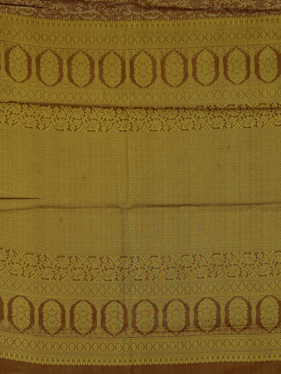 Mustard Gold Dharmavaram Inspired Semi Silk Saree with Wide Wide Contrast Border
