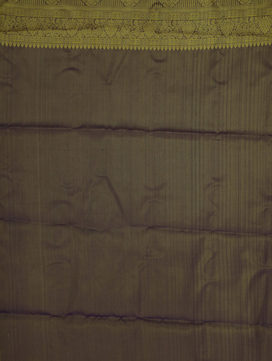 Antique Gold Dharmavaram Inspired Semi Silk Saree with Medium Medium Contrast Border