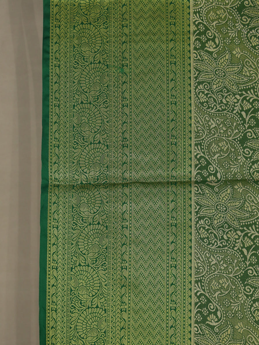 Lime Green Uppada Inspired Semi Silk Saree with Narrow Narrow Self Border