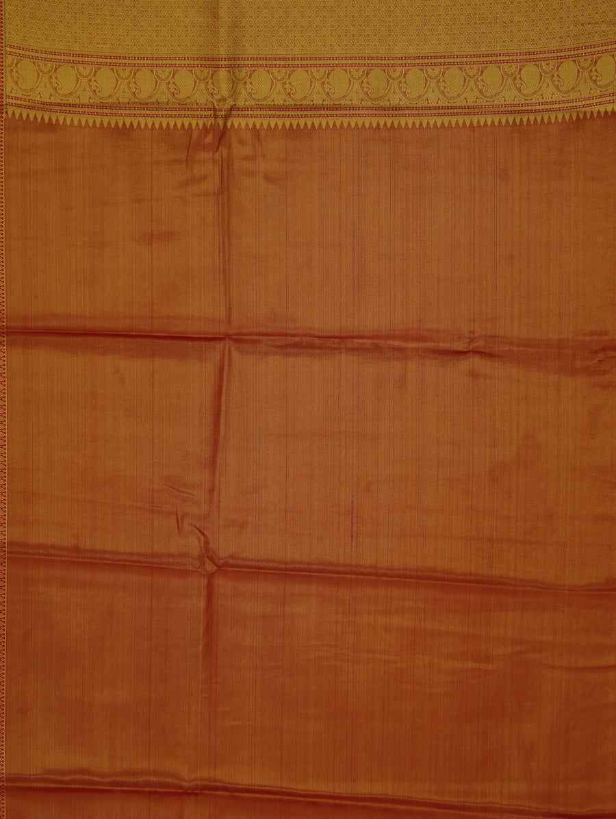 Champagne Gold Dharmavaram Inspired Semi Silk Saree with Wide Wide Contrast Border