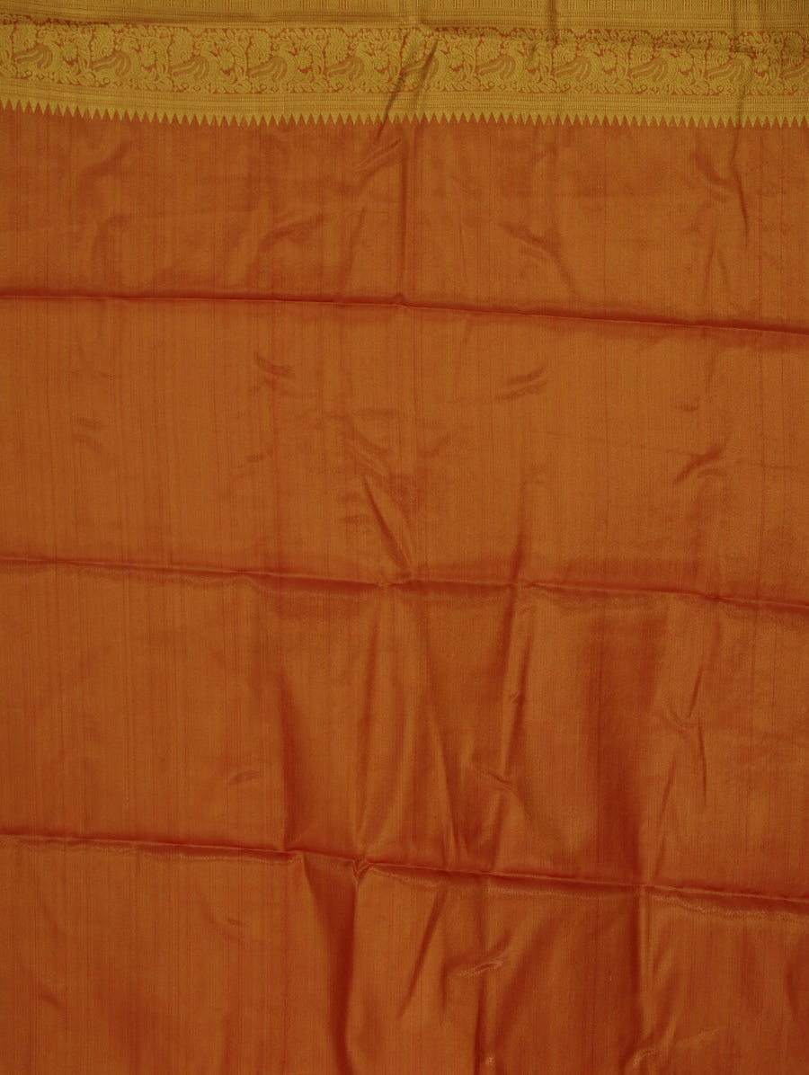 Golden Mustard Dharmavaram Inspired Semi Silk Saree with Medium Medium Contrast Border