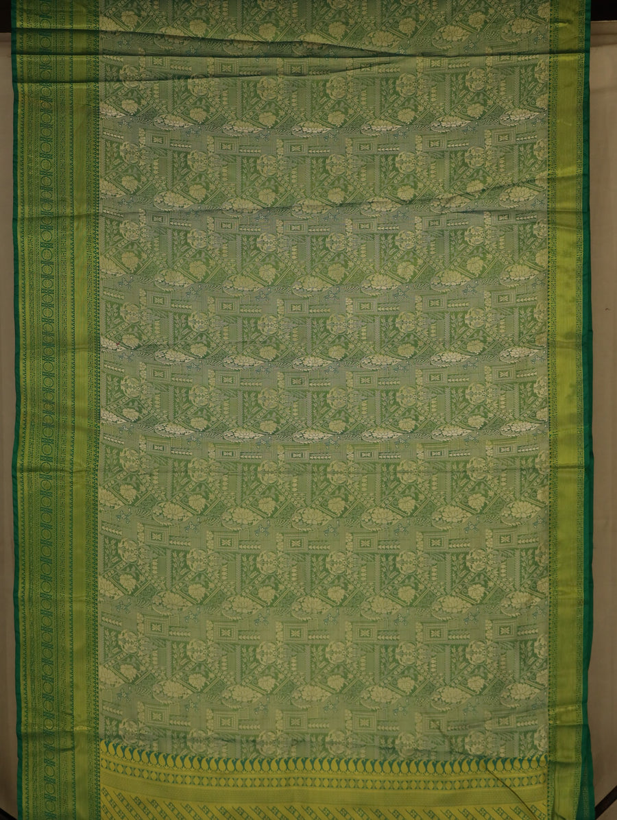Sage Green Uppada Inspired Semi Silk Saree with Wide Wide Self Border