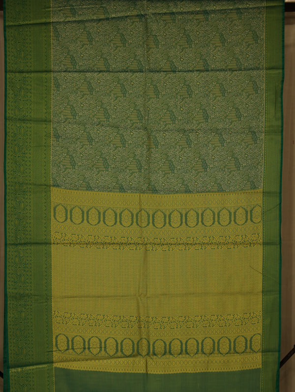 Olive Green Dharmavaram Inspired Semi Silk Saree with Narrow Narrow Self Border