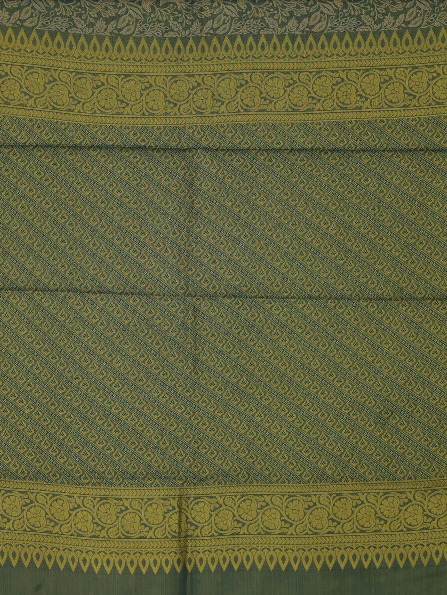 Sage Green Dharmavaram Inspired Semi Silk Saree with Medium Medium Contrast Border