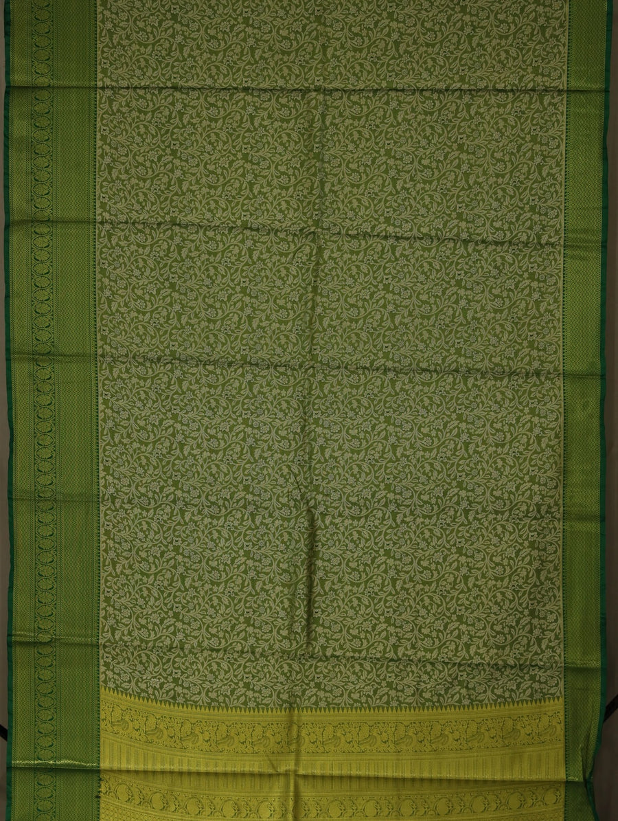 Olive Green Uppada Inspired Semi Silk Saree with Medium Medium Self Border