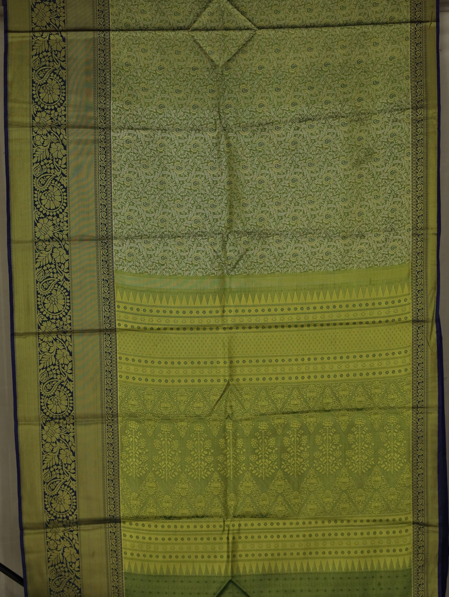 Olive Green Uppada Inspired Semi Silk Saree with Medium Medium Contrast Border