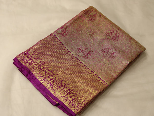 Blush Pink Dharmavaram Inspired Semi Silk Saree with Medium Medium Contrast Border