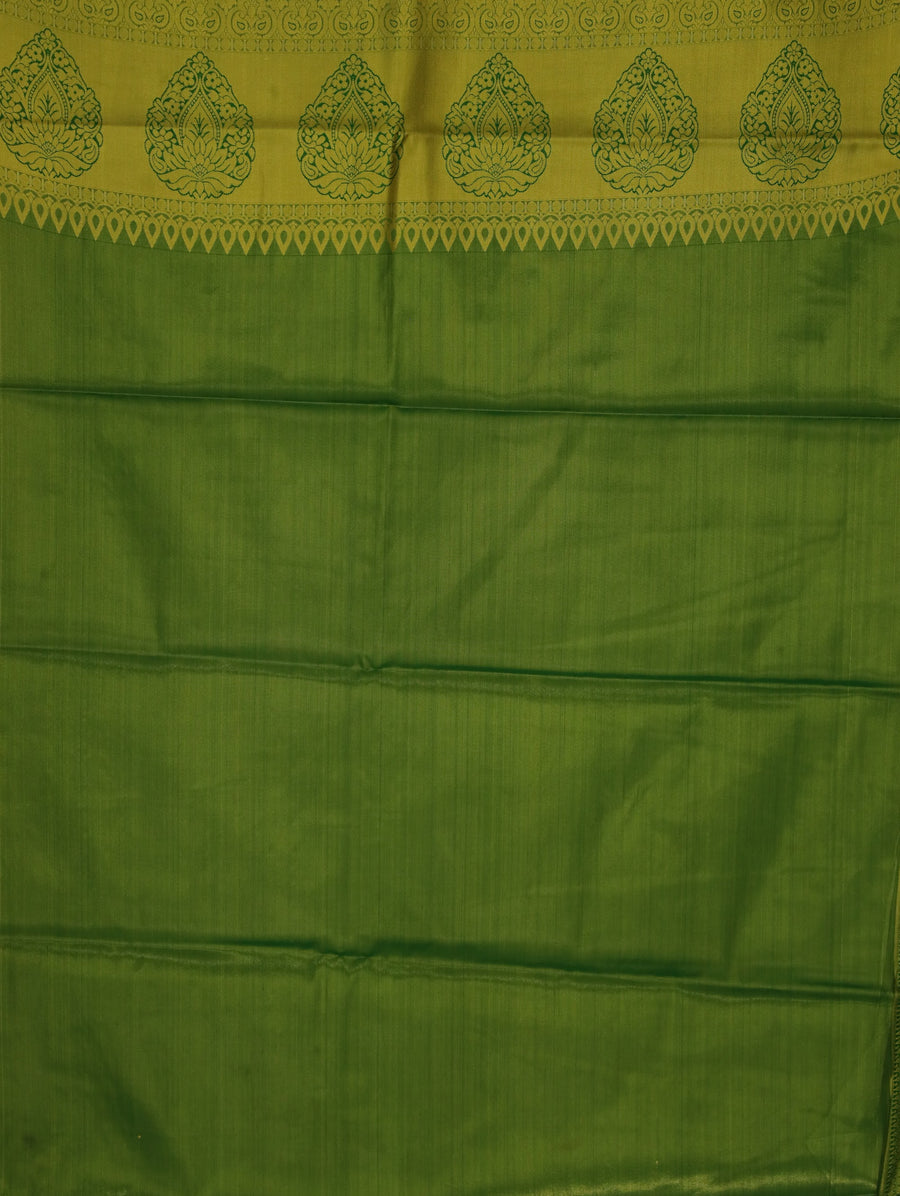 Lime Green Uppada Inspired Semi Silk Saree with Wide Wide Self Border