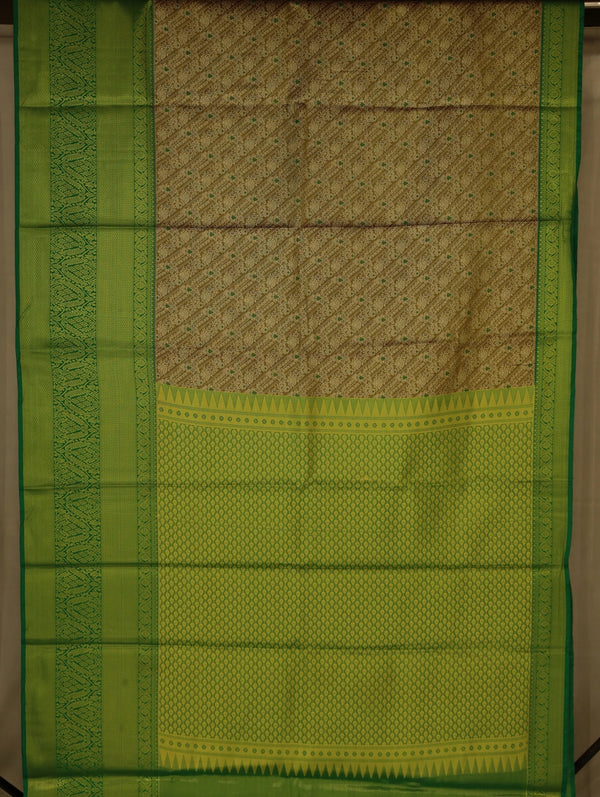 Lime Green Dharmavaram Inspired Semi Silk Saree with Medium Medium Self Border