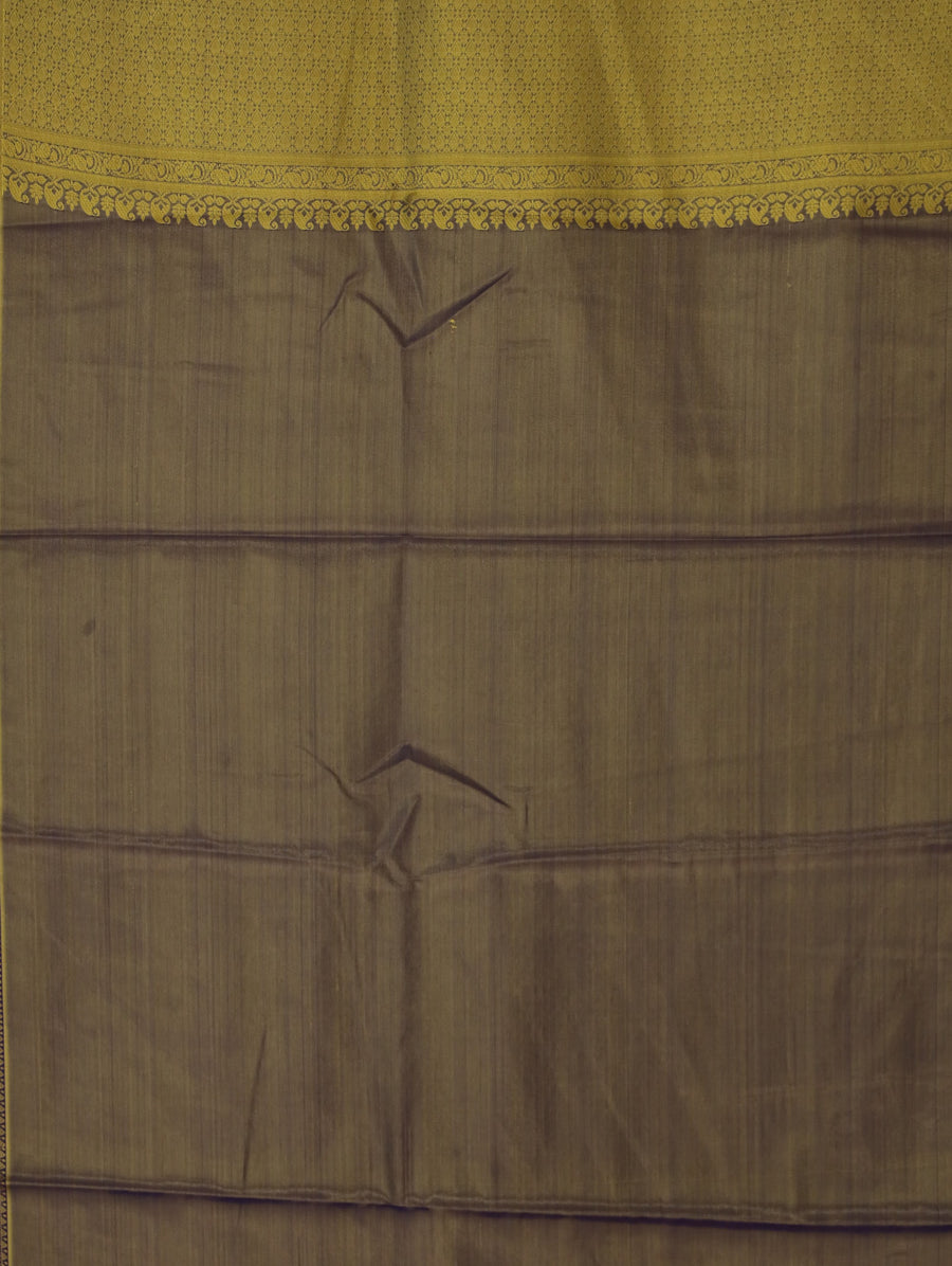 Sunset Orange Kanchipuram Inspired Semi Silk Saree with Wide Wide Contrast Border