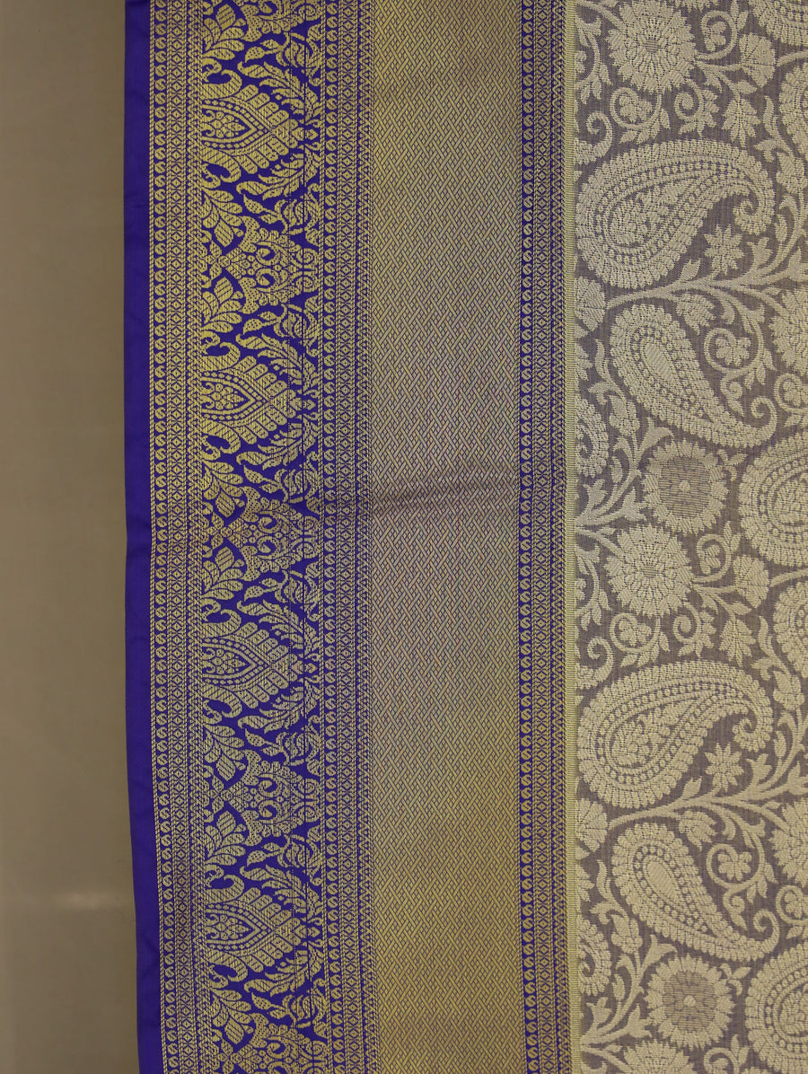 Olive Green Dharmavaram Inspired Semi Silk Saree with Medium Medium Contrast Border