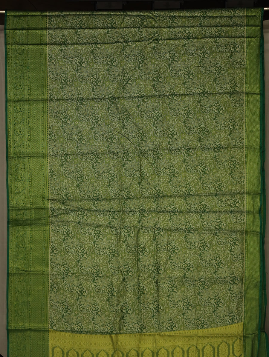 Lime Green Uppada Inspired Semi Silk Saree with Narrow Narrow Self Border