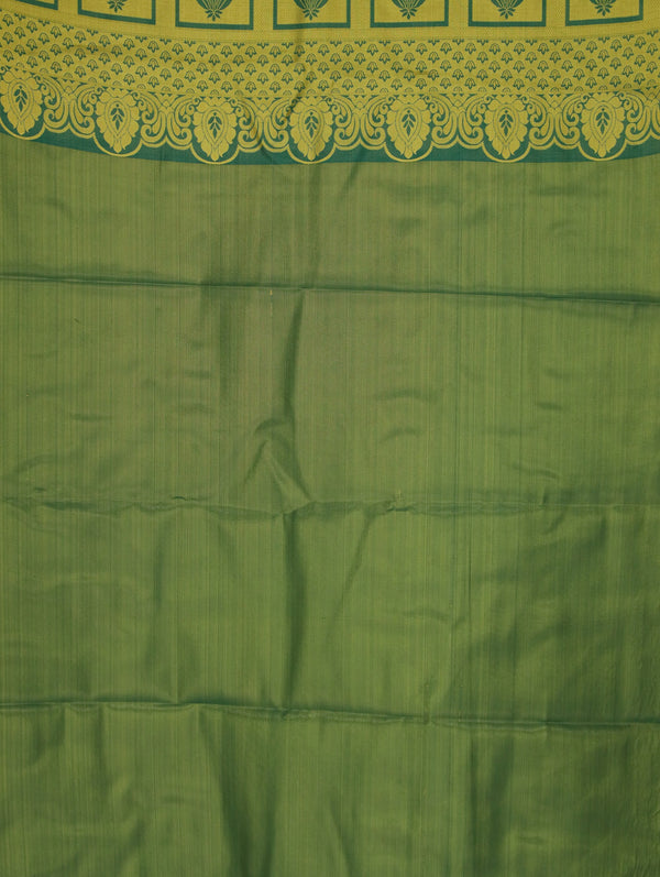 Emerald Green Kanchipuram Inspired Semi Silk Saree with Medium Medium Self Border