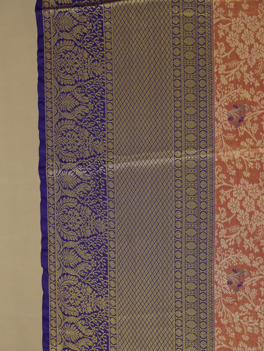 Dusty Rose Kanchipuram Inspired Semi Silk Saree with Medium Medium Contrast Border