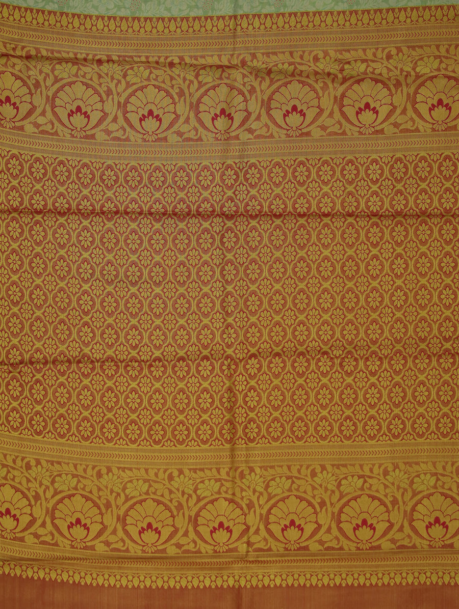 Sage Green Dharmavaram Inspired Semi Silk Saree with Wide Wide Contrast Border