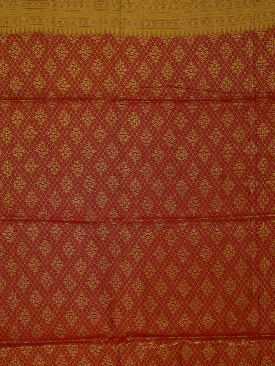 Champagne Gold Kanchipuram Inspired Semi Silk Saree with Wide Wide Contrast Border