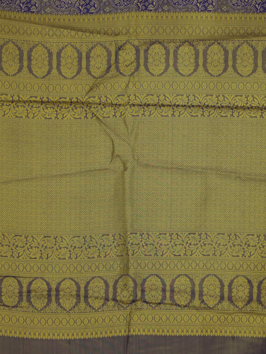 Lilac Frost Kanchipuram Inspired Semi Silk Saree with Wide Wide Contrast Border