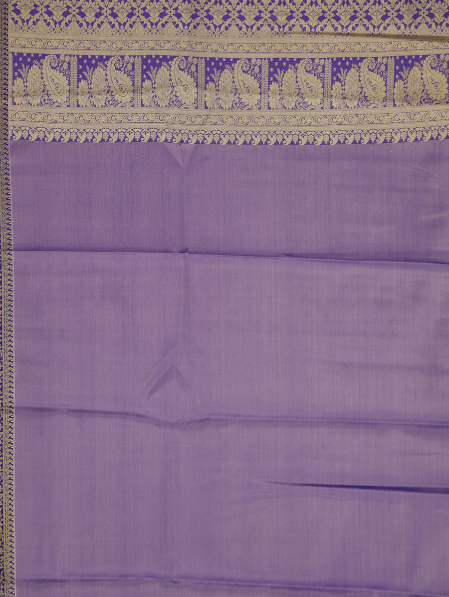 Lavender Mist Kanchipuram Inspired Semi Silk Saree with Wide Wide Contrast Border