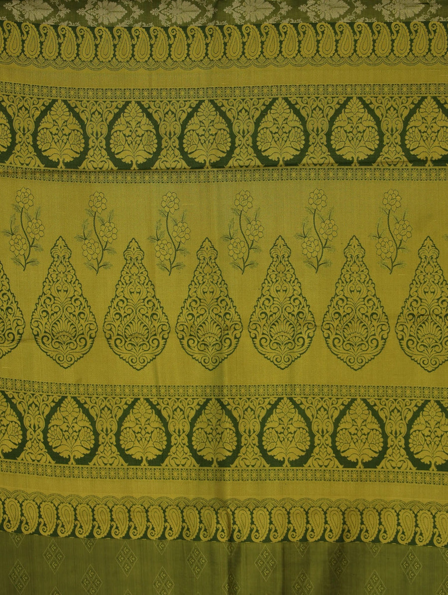 Olive Green Uppada Inspired Semi Silk Saree with Wide Wide Contrast Border