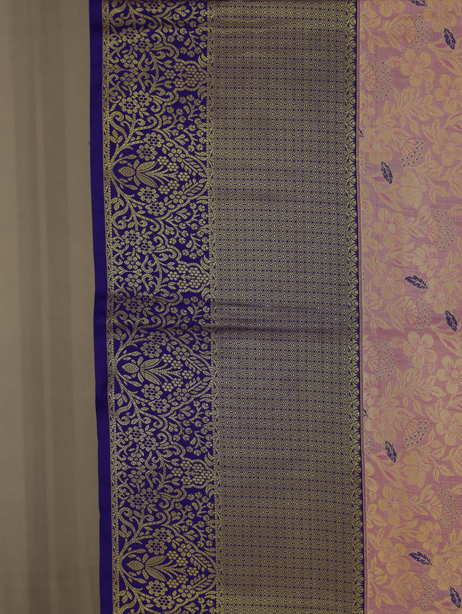 Lavender Bliss Dharmavaram Inspired Semi Silk Saree with Wide Wide Contrast Border