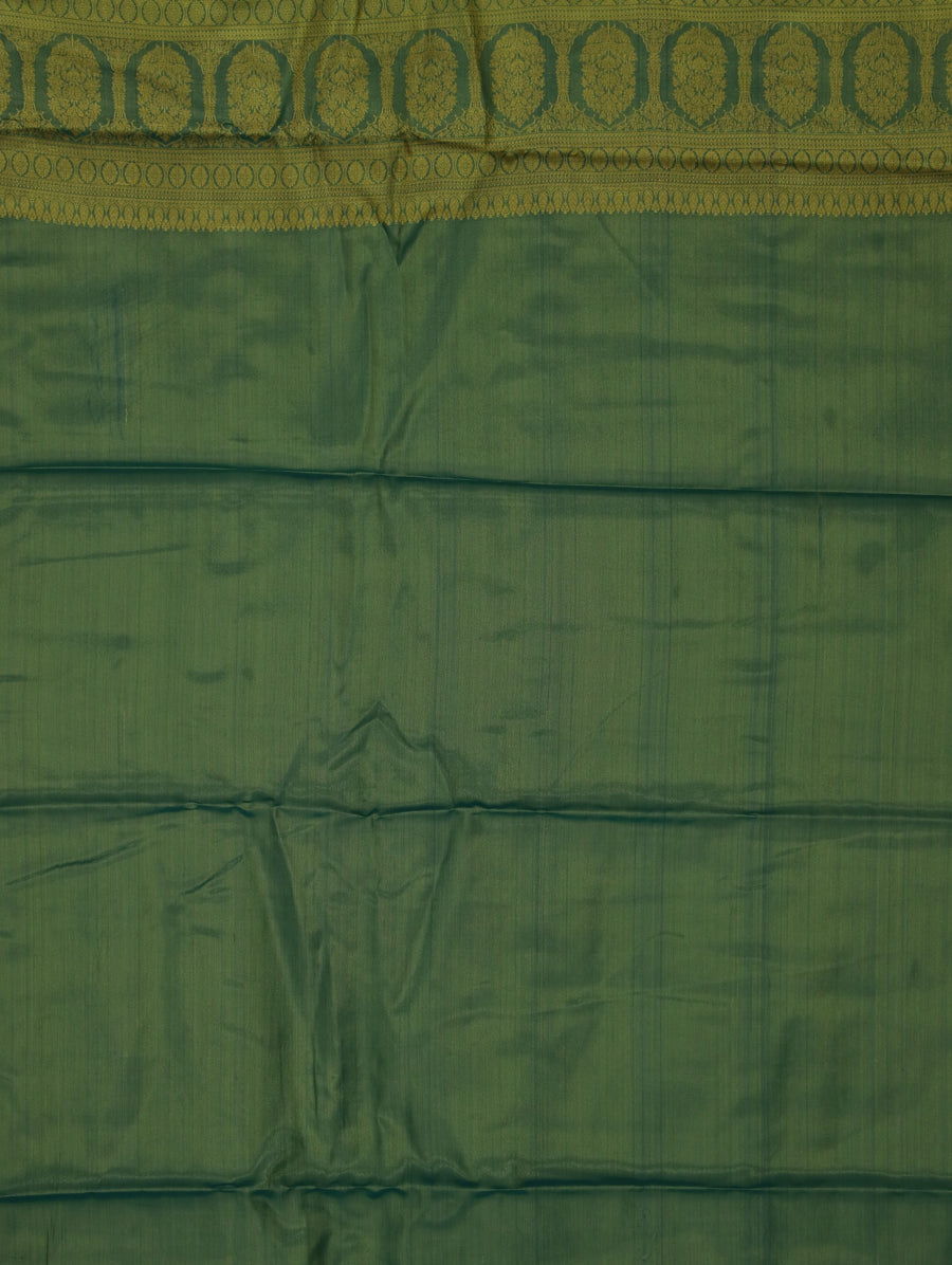 Sage Green Kanchipuram Inspired Semi Silk Saree with Medium Medium Self Border