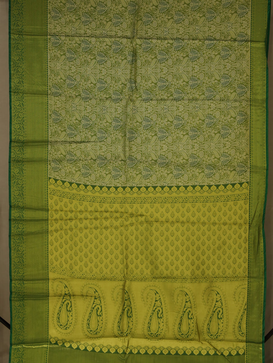 Leaf Green Uppada Inspired Semi Silk Saree with Medium Medium Self Border