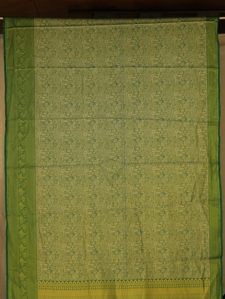 Olive Green Uppada Inspired Semi Silk Saree with Medium Medium Contrast Border