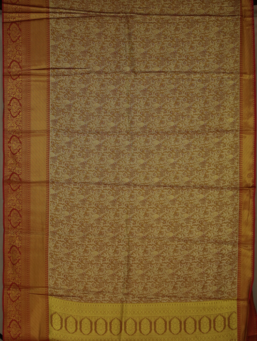 Mustard Gold Dharmavaram Inspired Semi Silk Saree with Wide Wide Contrast Border