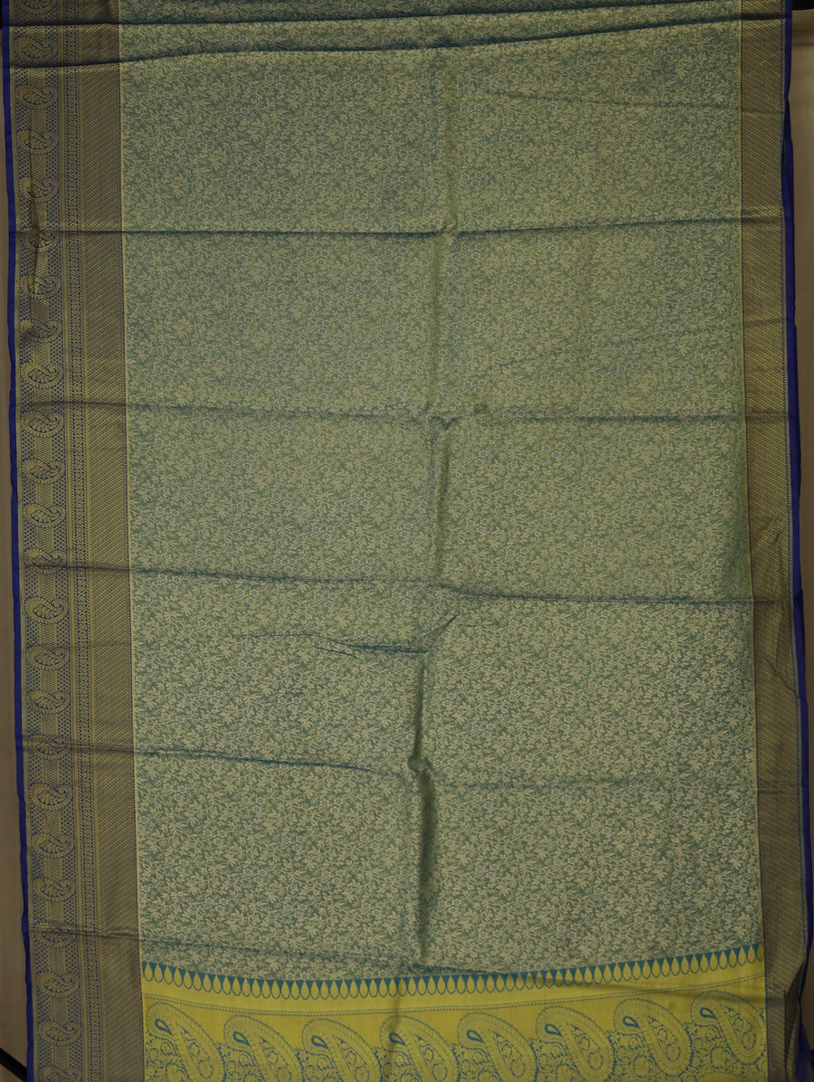 Sage Green Uppada Inspired Semi Silk Saree with Medium Medium Contrast Border