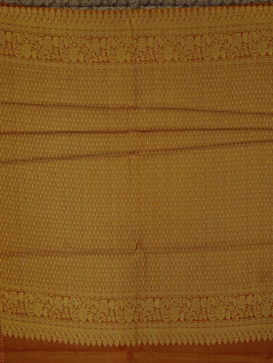 Champagne Gold Dharmavaram Inspired Semi Silk Saree with Wide Wide Contrast Border