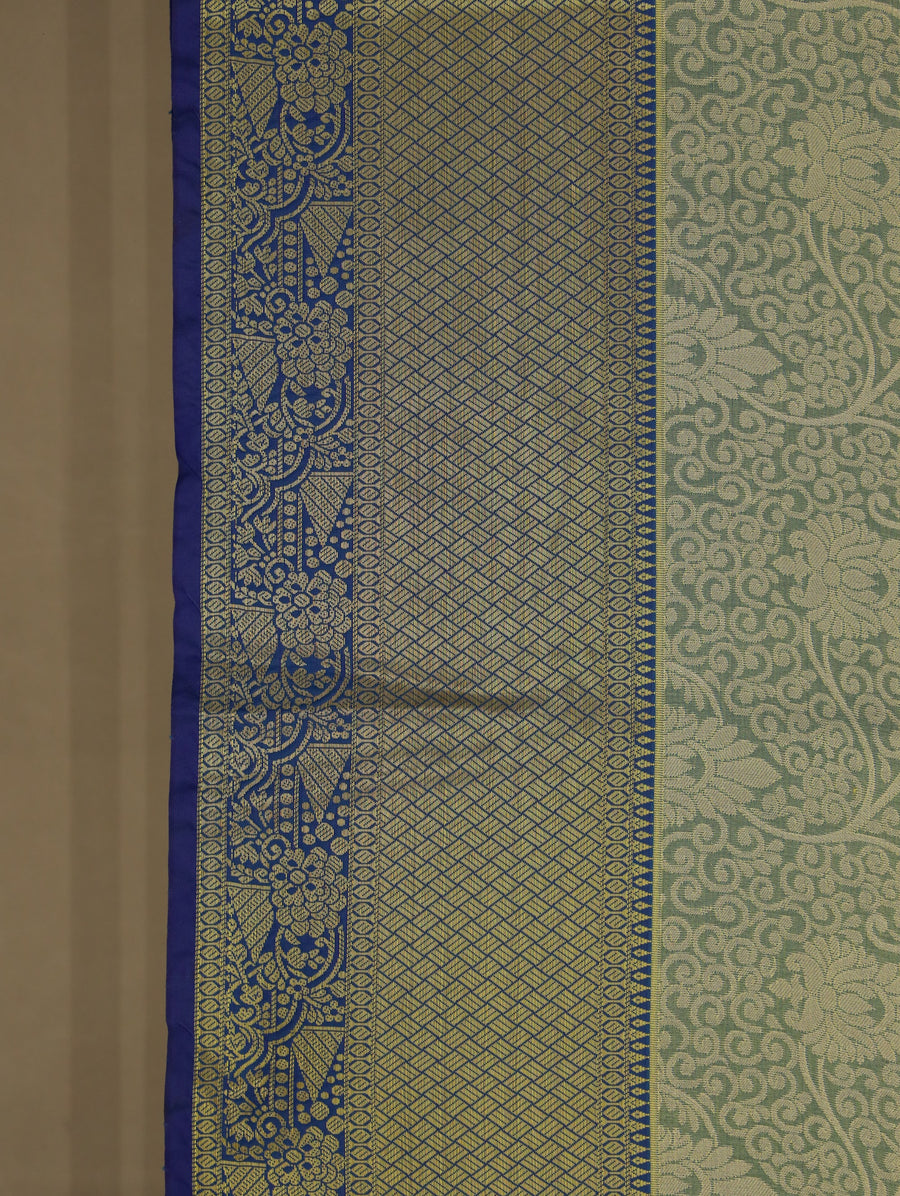 Seafoam Green Dharmavaram Inspired Semi Silk Saree with Medium Medium Contrast Border