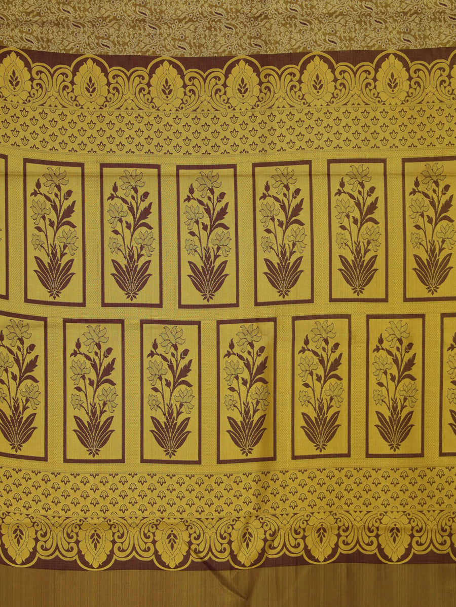 Ivory Gold Dharmavaram Inspired Semi Silk Saree with Wide Wide Contrast Border
