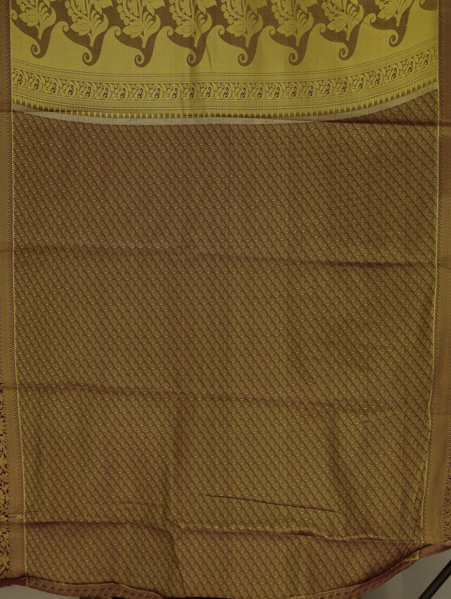 Antique Bronze Dharmavaram Inspired Semi Silk Saree with Wide Medium Contrast Border