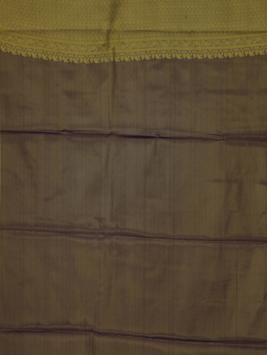 Sage Green Kanchipuram Inspired Semi Silk Saree with Wide Wide Contrast Border