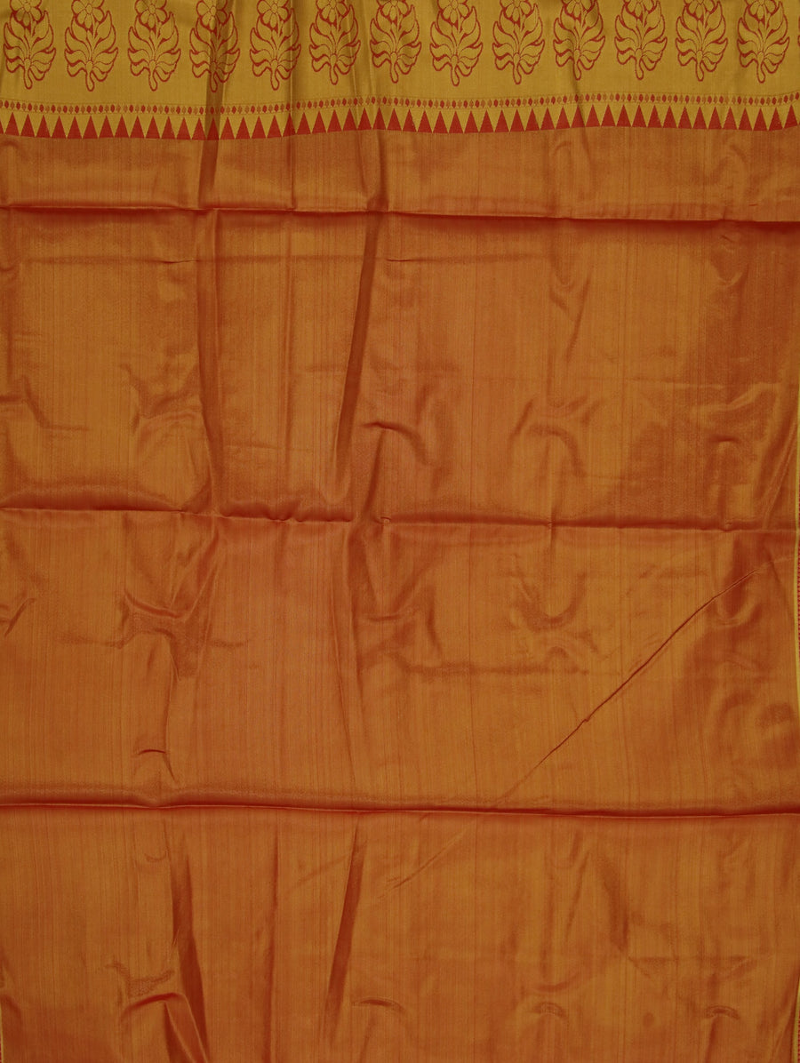 Champagne Gold Dharmavaram Inspired Semi Silk Saree with Wide Wide Contrast Border