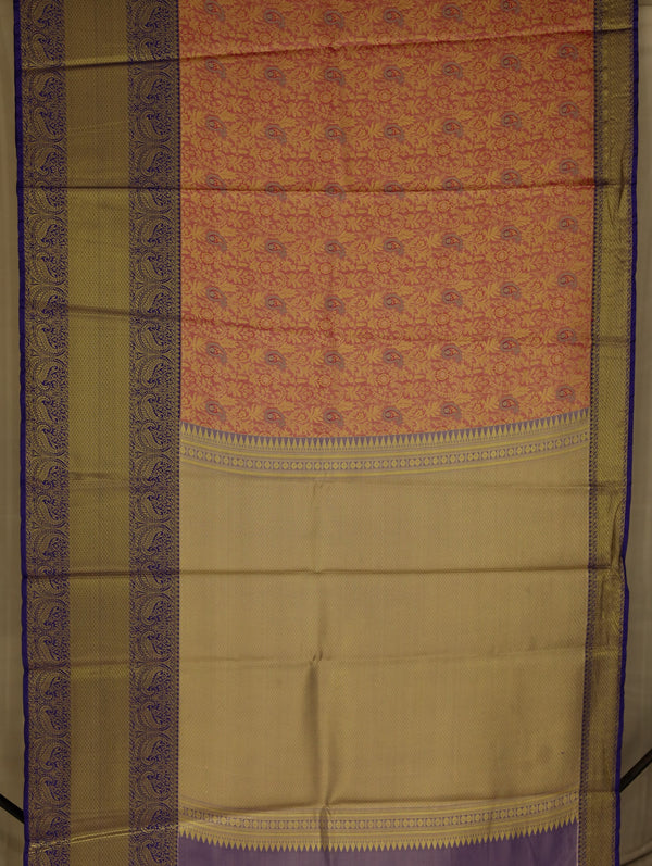 Champagne Gold Dharmavaram Inspired Semi Silk Saree with Wide Wide Contrast Border