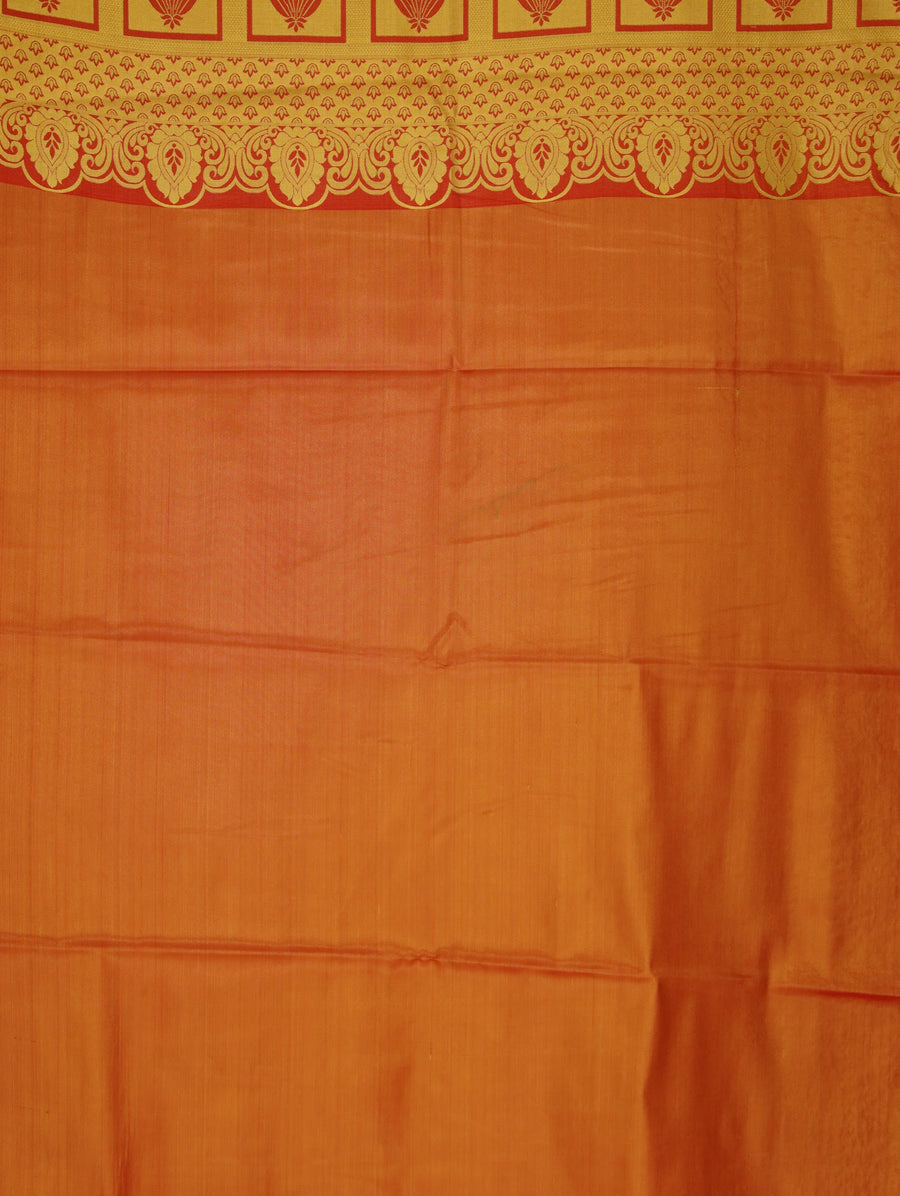 Sunset Orange Dharmavaram Inspired Semi Silk Saree with Wide Wide Contrast Border