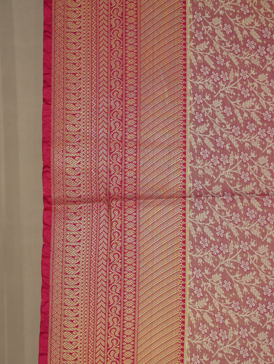Dusty Rose Dharmavaram Inspired Semi Silk Saree with Medium Medium Contrast Border