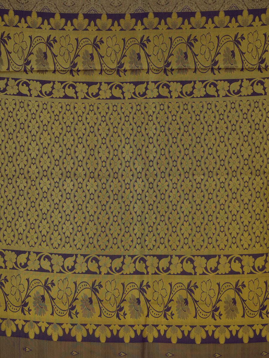 Champagne Gold Dharmavaram Inspired Semi Silk Saree with Wide Wide Contrast Border