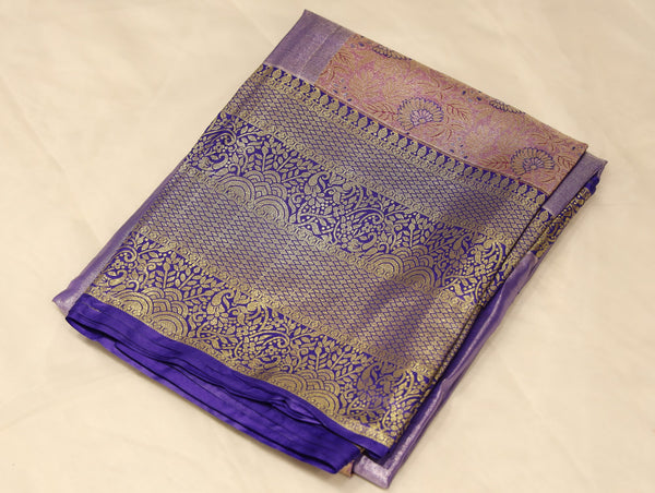 Champagne Gold Dharmavaram Inspired Semi Silk Saree with Medium Medium Contrast Border