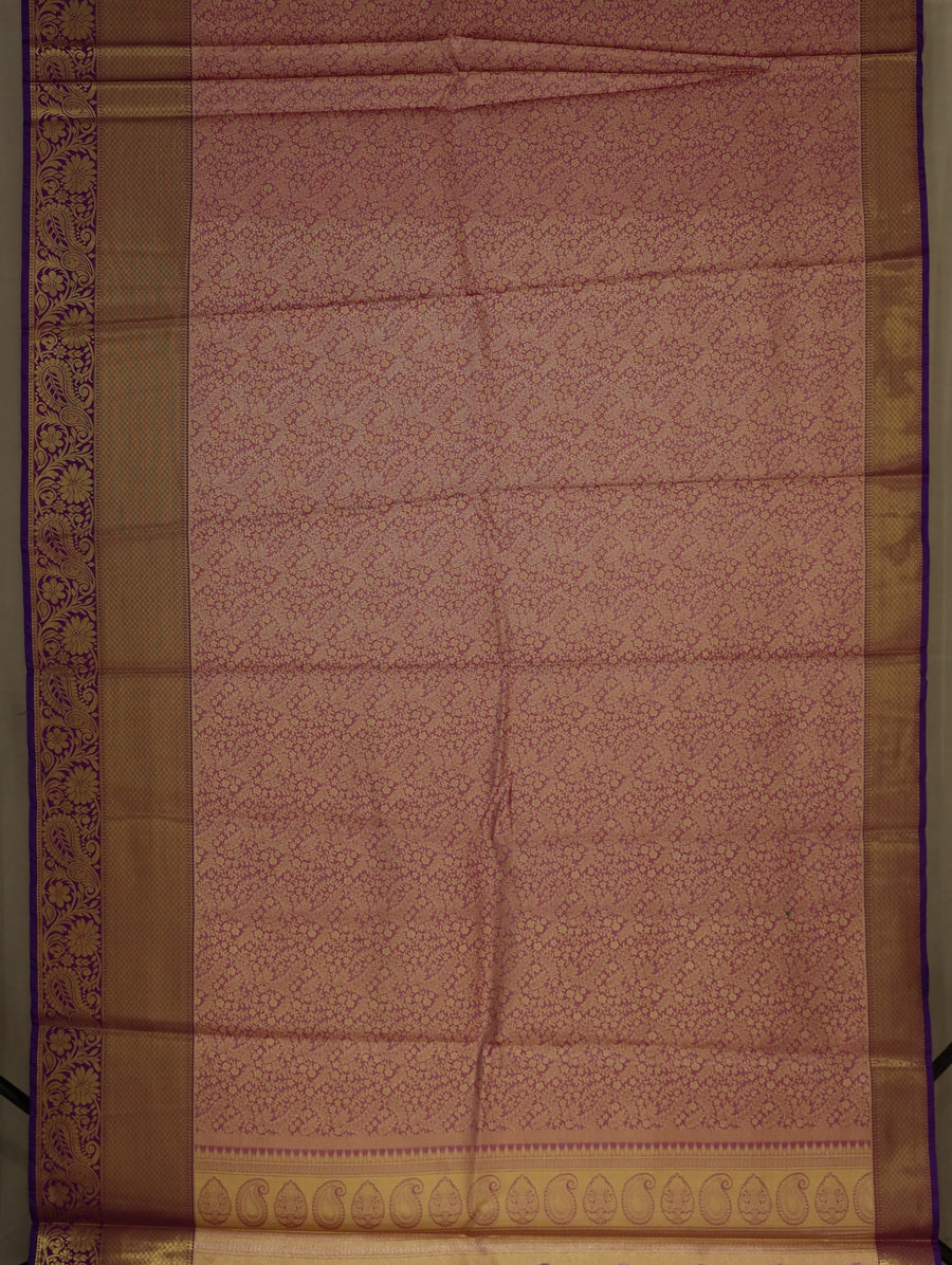Blush Pink Dharmavaram Inspired Semi Silk Saree with Wide Wide Contrast Border