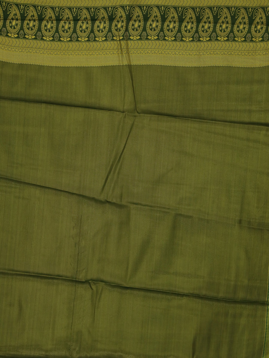 Olive Green Uppada Inspired Semi Silk Saree with Wide Wide Contrast Border