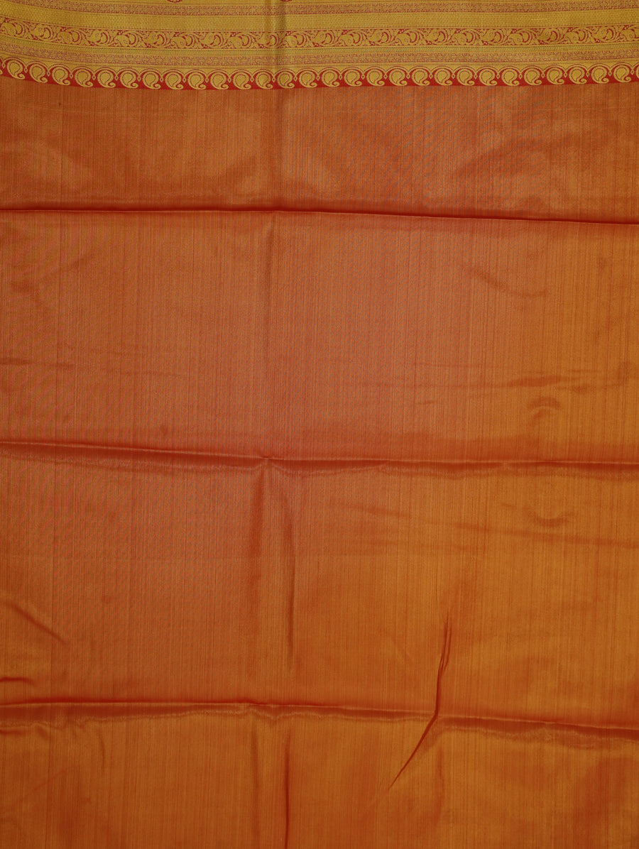 Burnt Orange Mysore Inspired Semi Silk Saree with Medium Medium Contrast Border