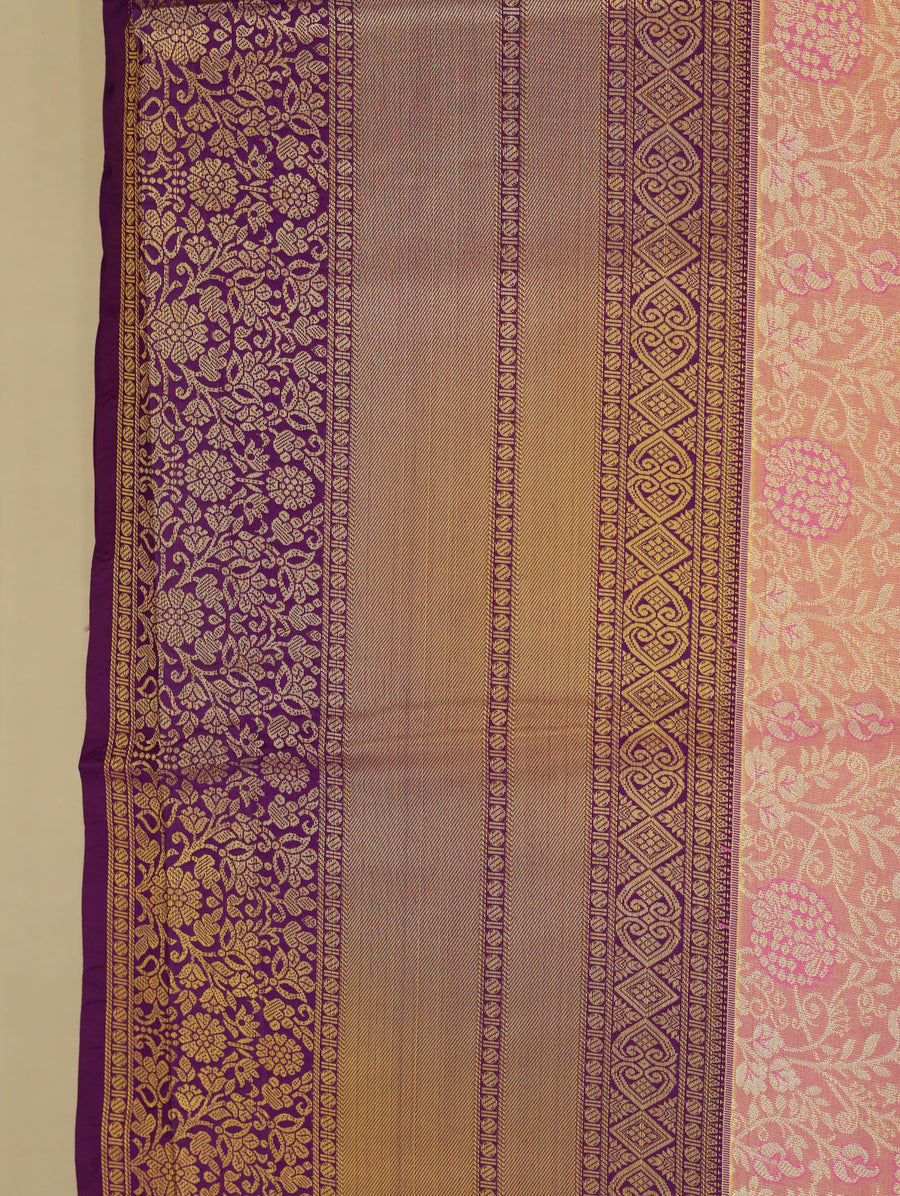 Dusty Rose Dharmavaram Inspired Semi Silk Saree with Medium Medium Contrast Border