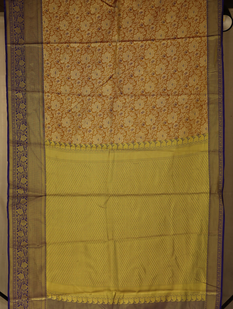 Soft Taupe Dharmavaram Inspired Semi Silk Saree with Wide Wide Contrast Border