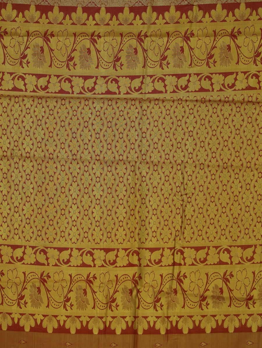 Champagne Gold Dharmavaram Inspired Semi Silk Saree with Medium Medium Contrast Border