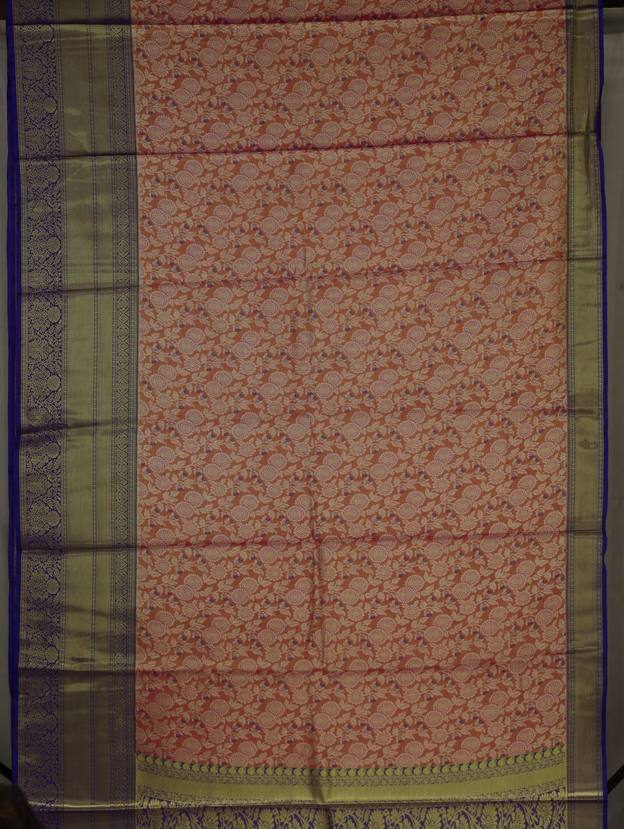 Dusty Rose Kanchipuram Inspired Semi Silk Saree with Medium Medium Contrast Border