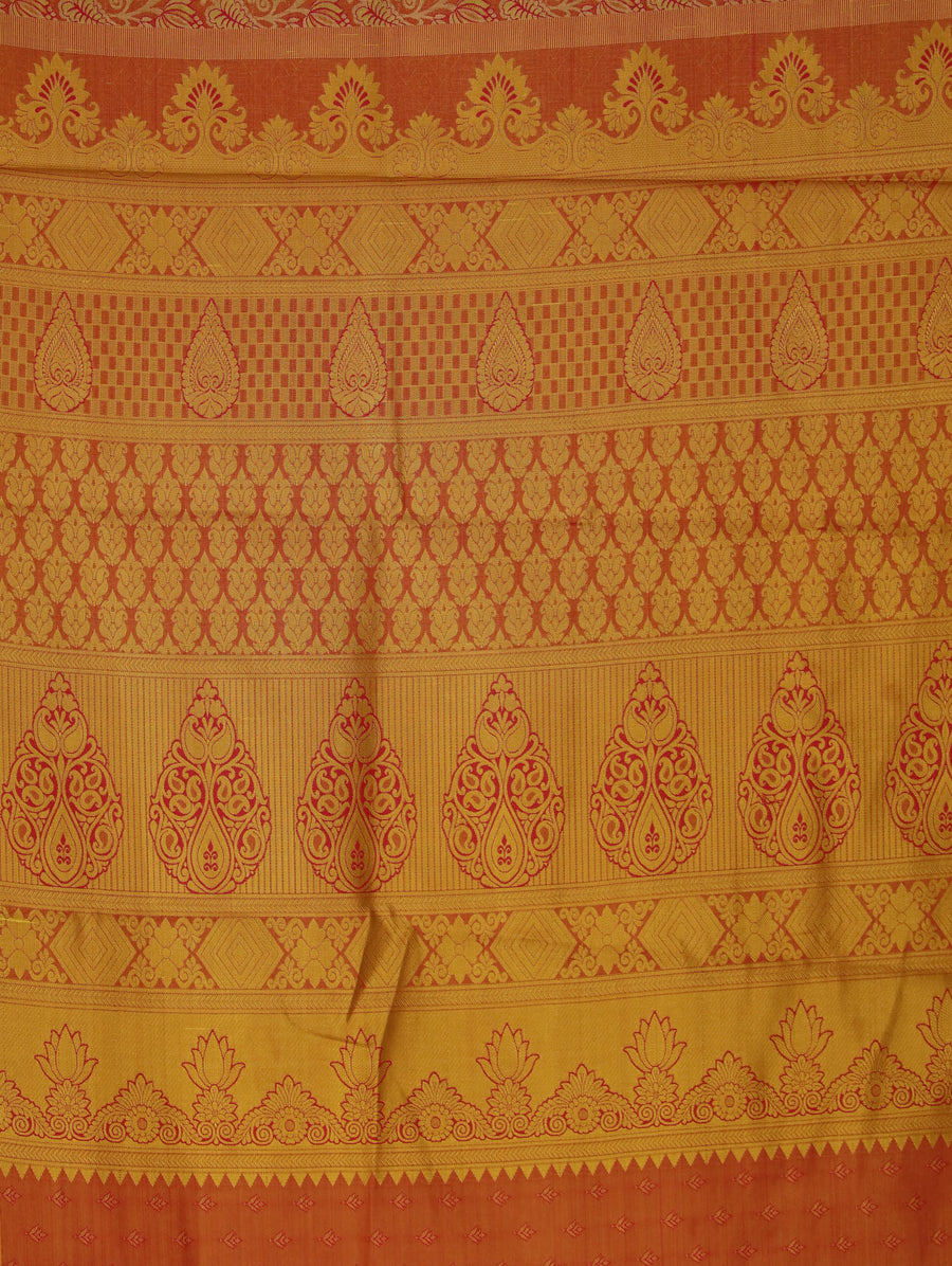 Burnt Saffron Dharmavaram Inspired Semi Silk Saree with Narrow Narrow Contrast Border